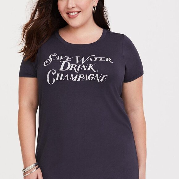 Torrid Grey Drink Champagne Crew Slim Fit Tee 2x super soft - Picture 1 of 10